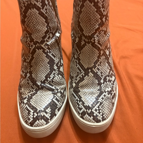 MIA Shoes - MIA Snakeskin Ankle Booties - Brown and Cream